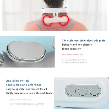 4-head Cervical Massager Strength Adjustment USB Charging Intelligent Voice Heating Neck Massager Neck Care WhiteColor@@white